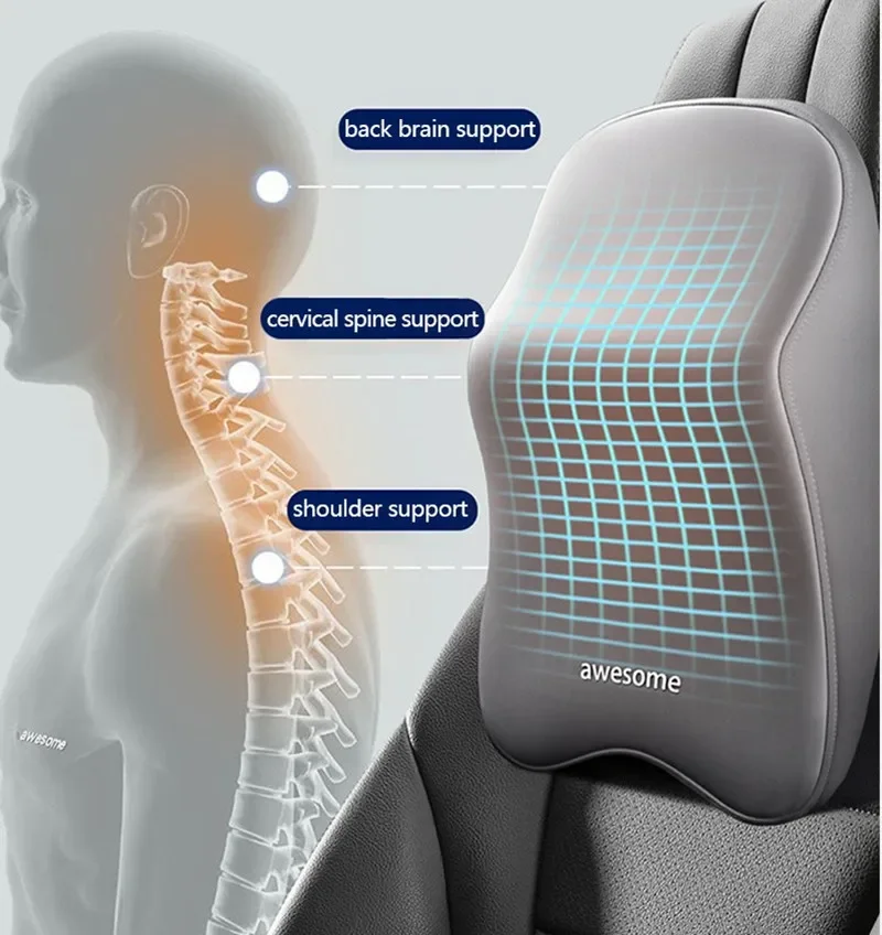 NEW Car Lumbar Back Support He - Memory Foam Car Neck Pillow Lumbar Support ulasan dan harga