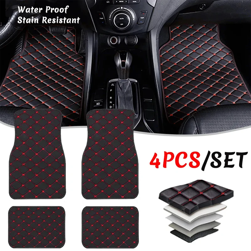 Car Floor Mats 4PCS Universal  - Car Floor Mats Universal Waterproof Leather ulasan dan harga