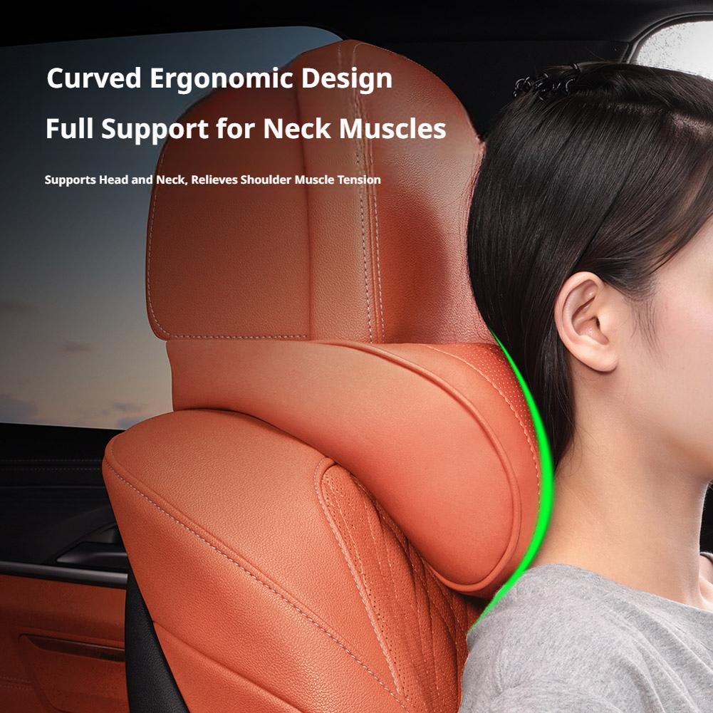 Luxury Leather Car Headrest Pi - Memory Foam Car Neck Pillow Lumbar Support ulasan dan harga