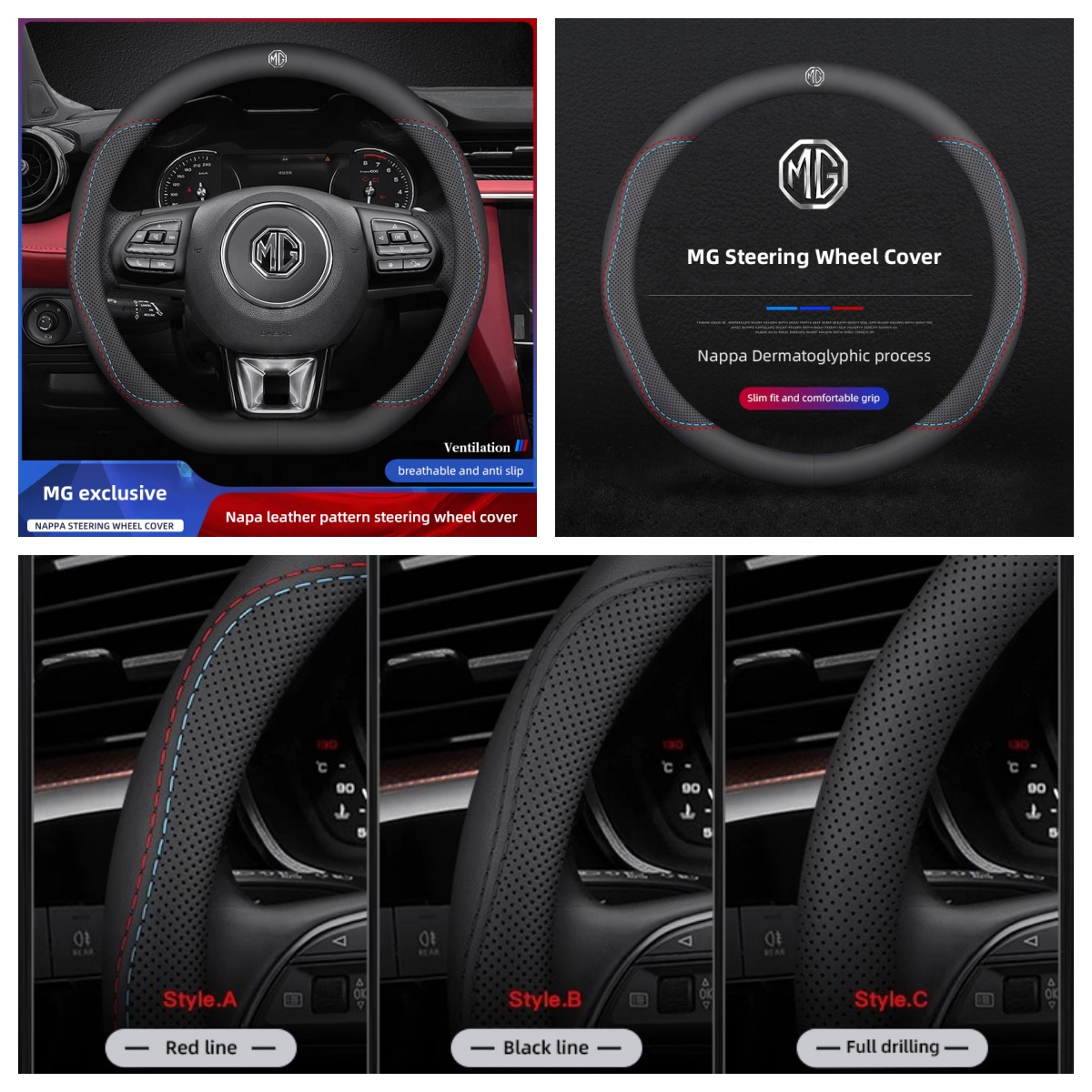 1Pcs Napa Leather Car Steering - Car Steering Wheel Cover Anti Slip Breathable ulasan dan harga