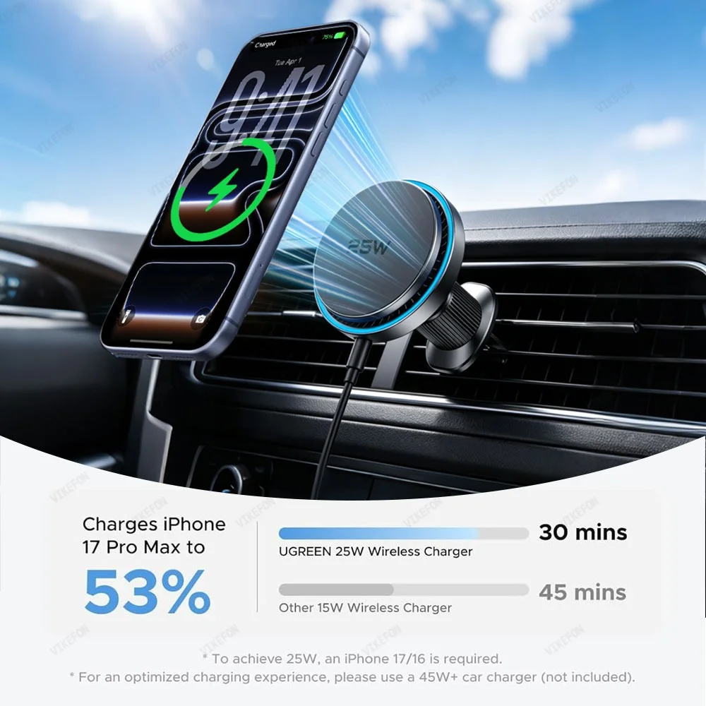 Car QI2 25W Magnetic Wireless  - Magnetic Phone Holder For Car Vent ulasan dan harga